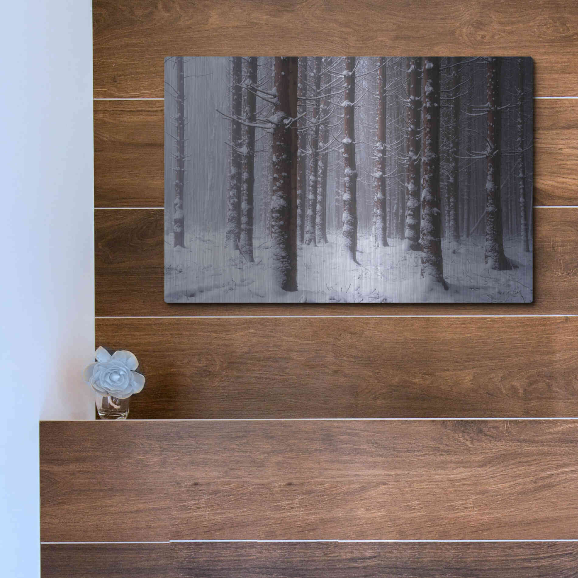 Luxe Metal Art 'Red Woods' by Martin Podt, Metal Wall Art,16x12