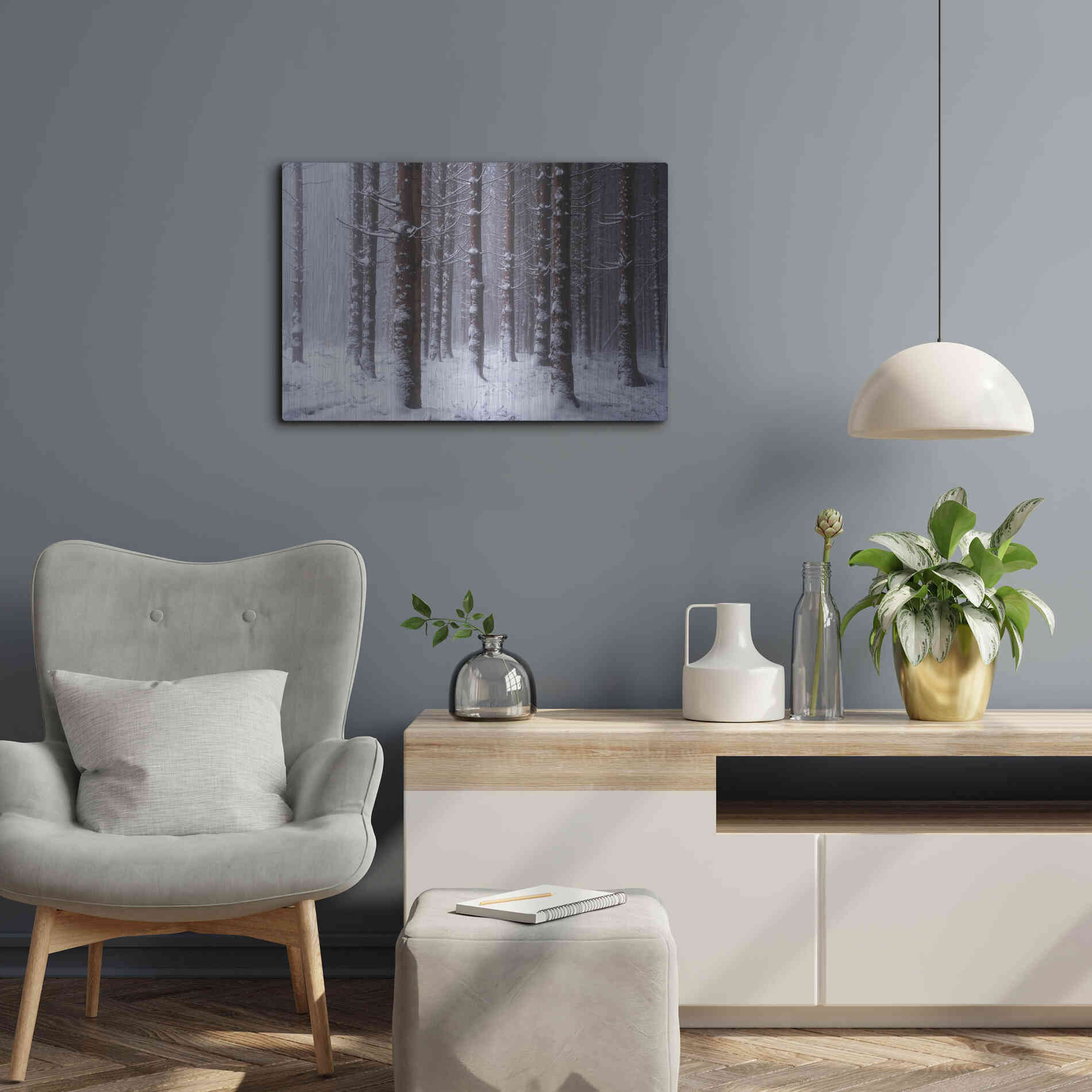 Luxe Metal Art 'Red Woods' by Martin Podt, Metal Wall Art,24x16