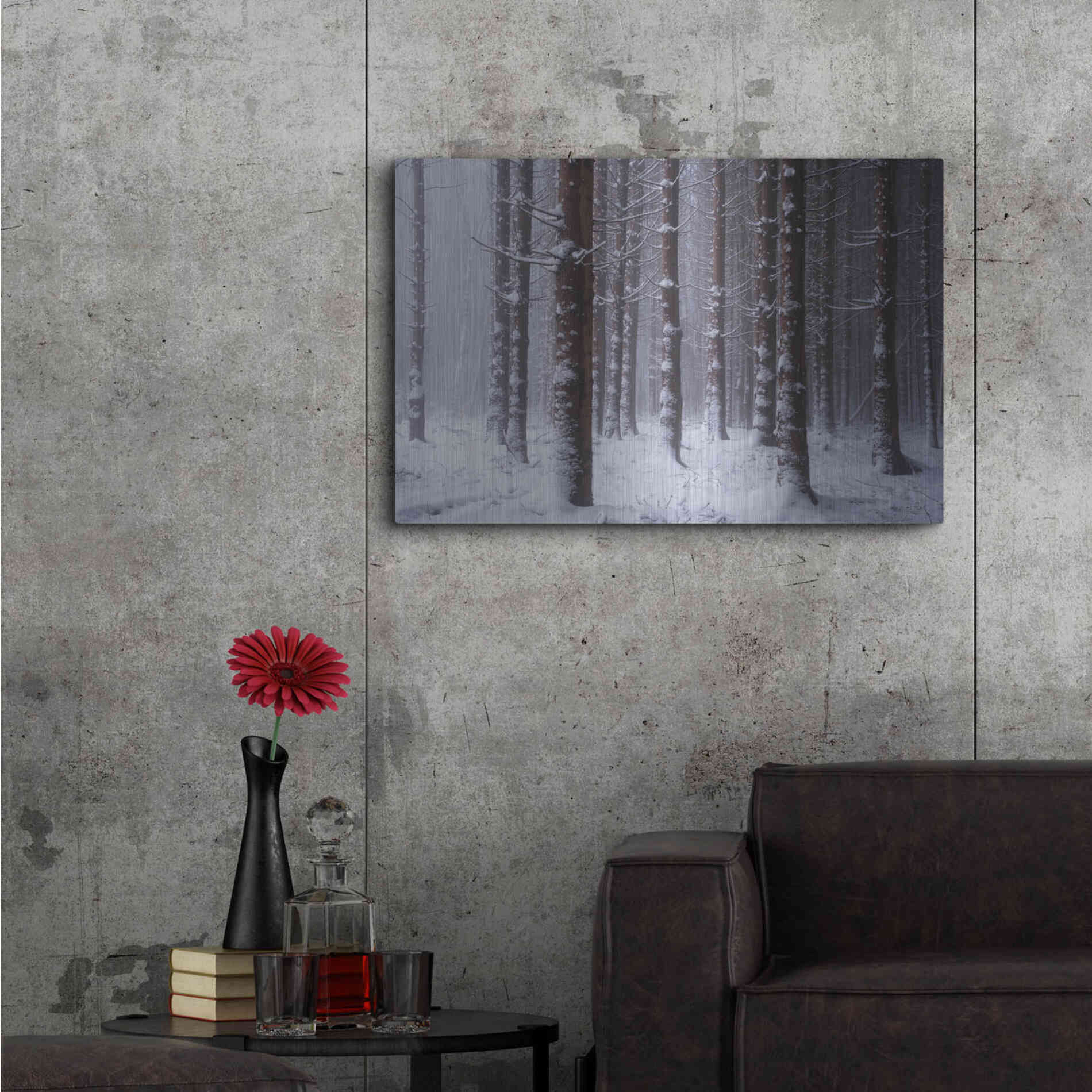 Luxe Metal Art 'Red Woods' by Martin Podt, Metal Wall Art,36x24