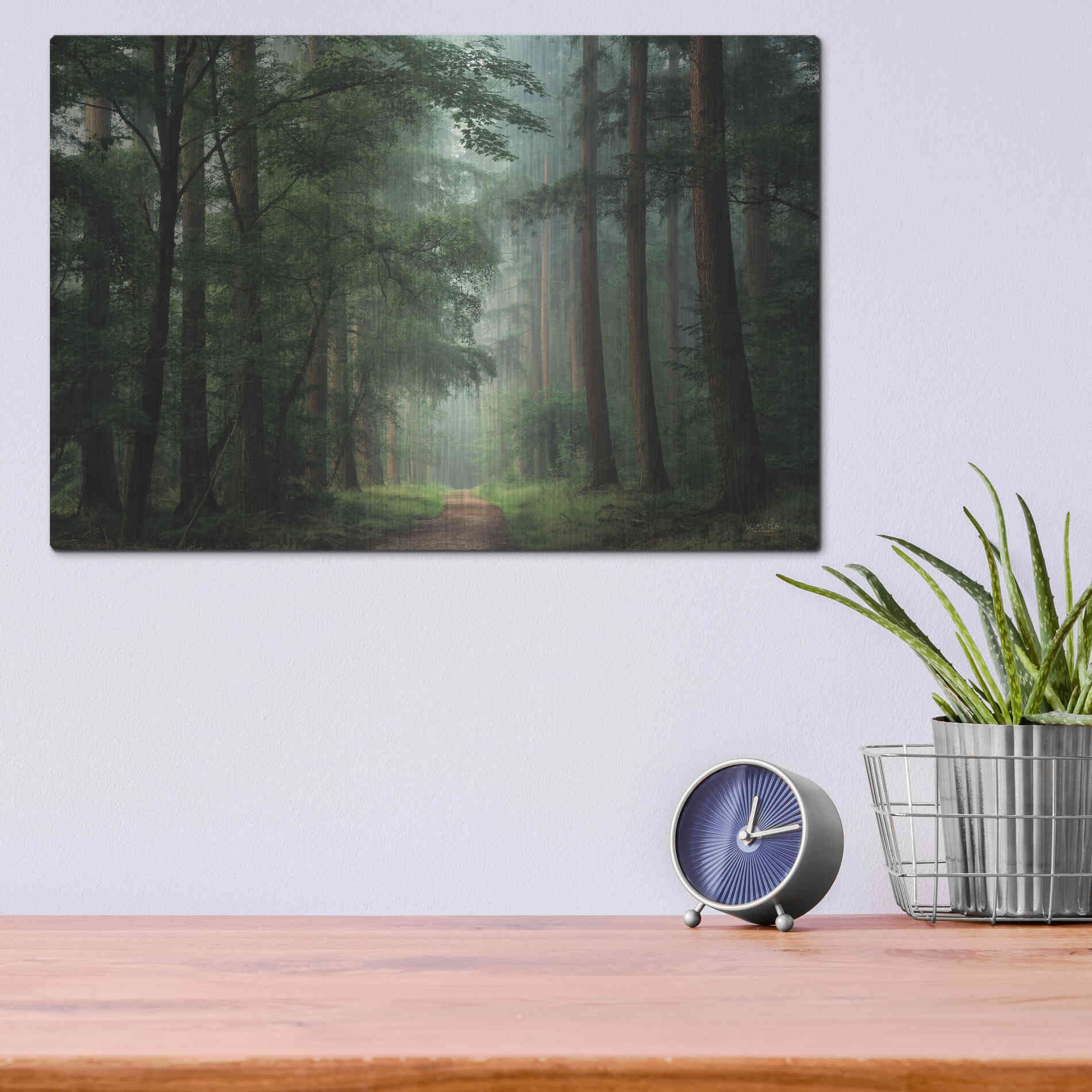 Luxe Metal Art 'Moody Green' by Martin Podt, Metal Wall Art,16x12