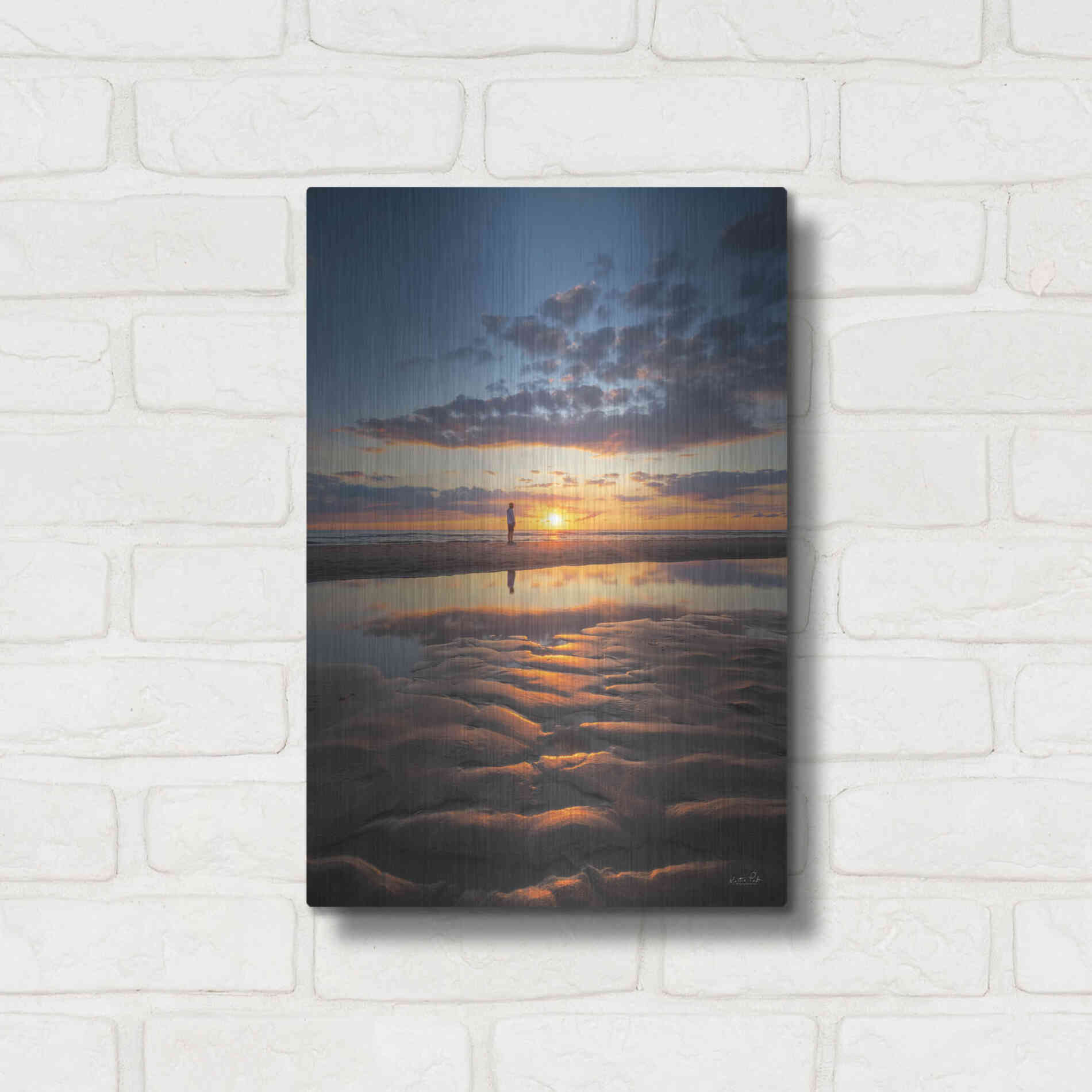 Luxe Metal Art 'Peaceful Sunset' by Martin Podt, Metal Wall Art,12x16