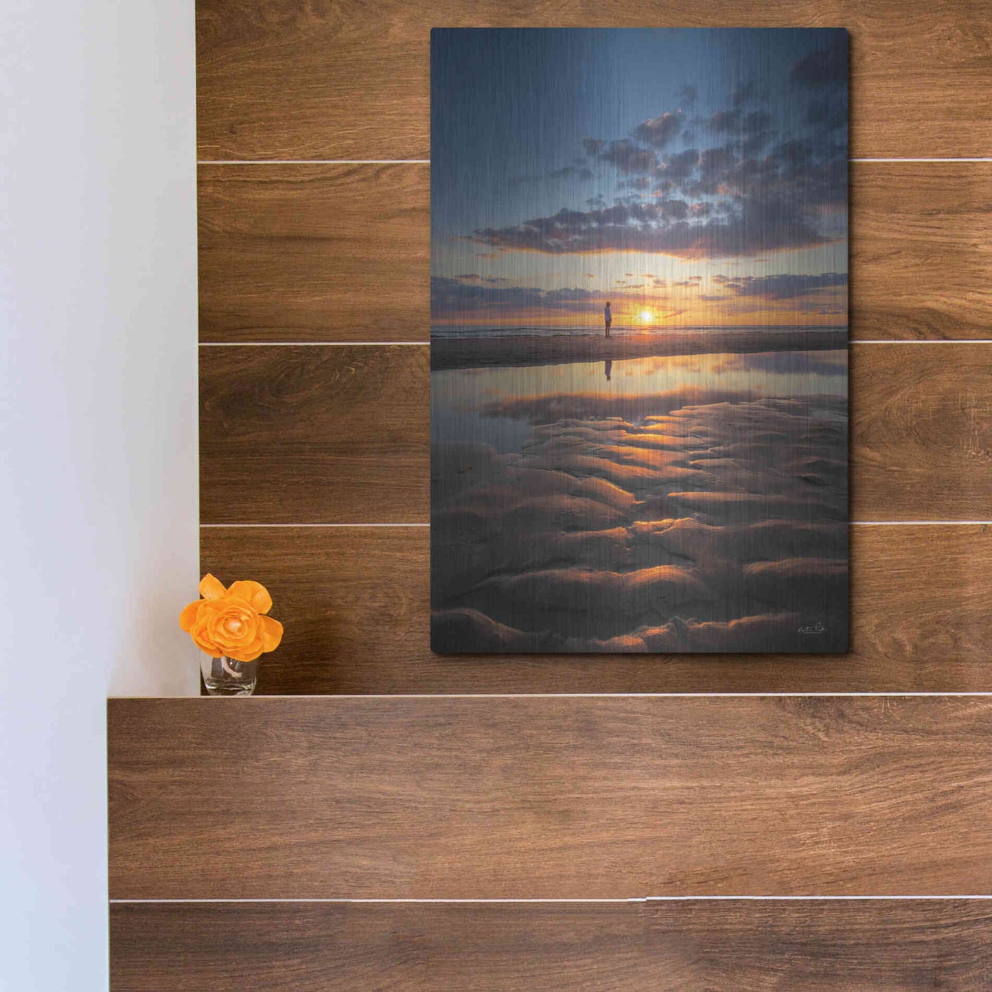 Luxe Metal Art 'Peaceful Sunset' by Martin Podt, Metal Wall Art,12x16