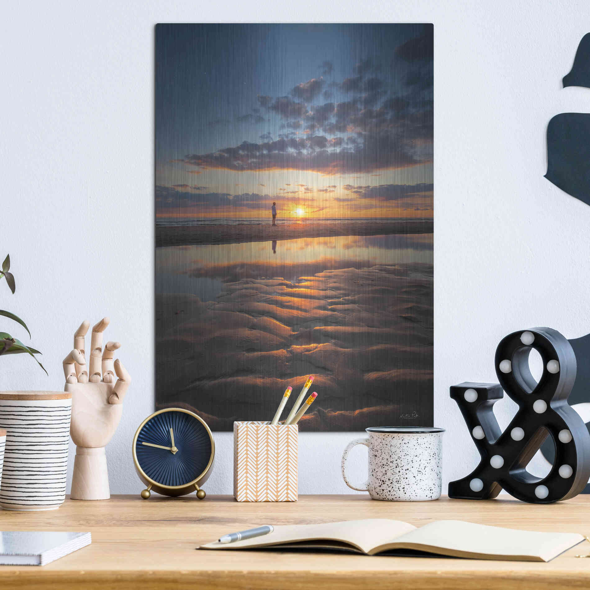 Luxe Metal Art 'Peaceful Sunset' by Martin Podt, Metal Wall Art,12x16