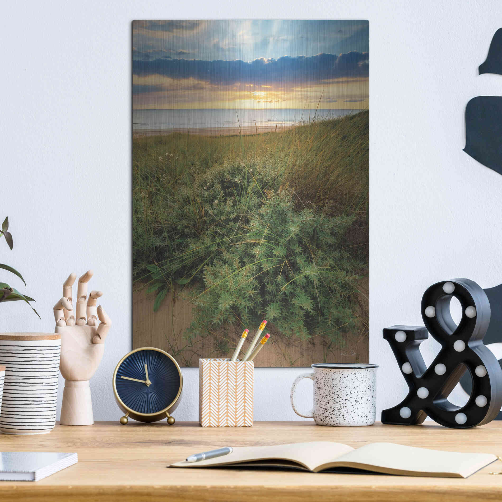 Luxe Metal Art 'Dutch Dunes' by Martin Podt, Metal Wall Art,12x16