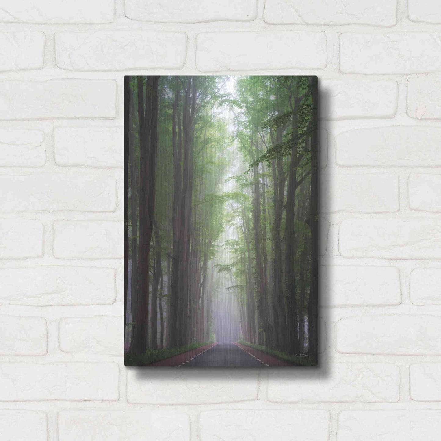 Luxe Metal Art 'Foggy Road' by Martin Podt, Metal Wall Art,12x16