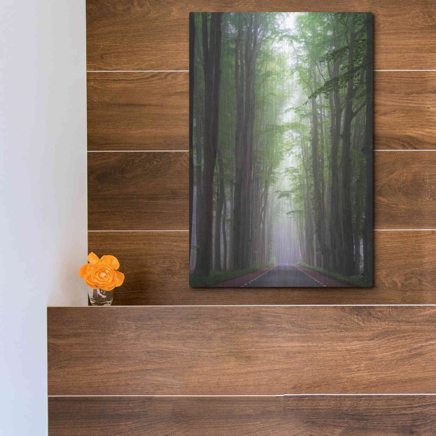 Luxe Metal Art 'Foggy Road' by Martin Podt, Metal Wall Art,12x16