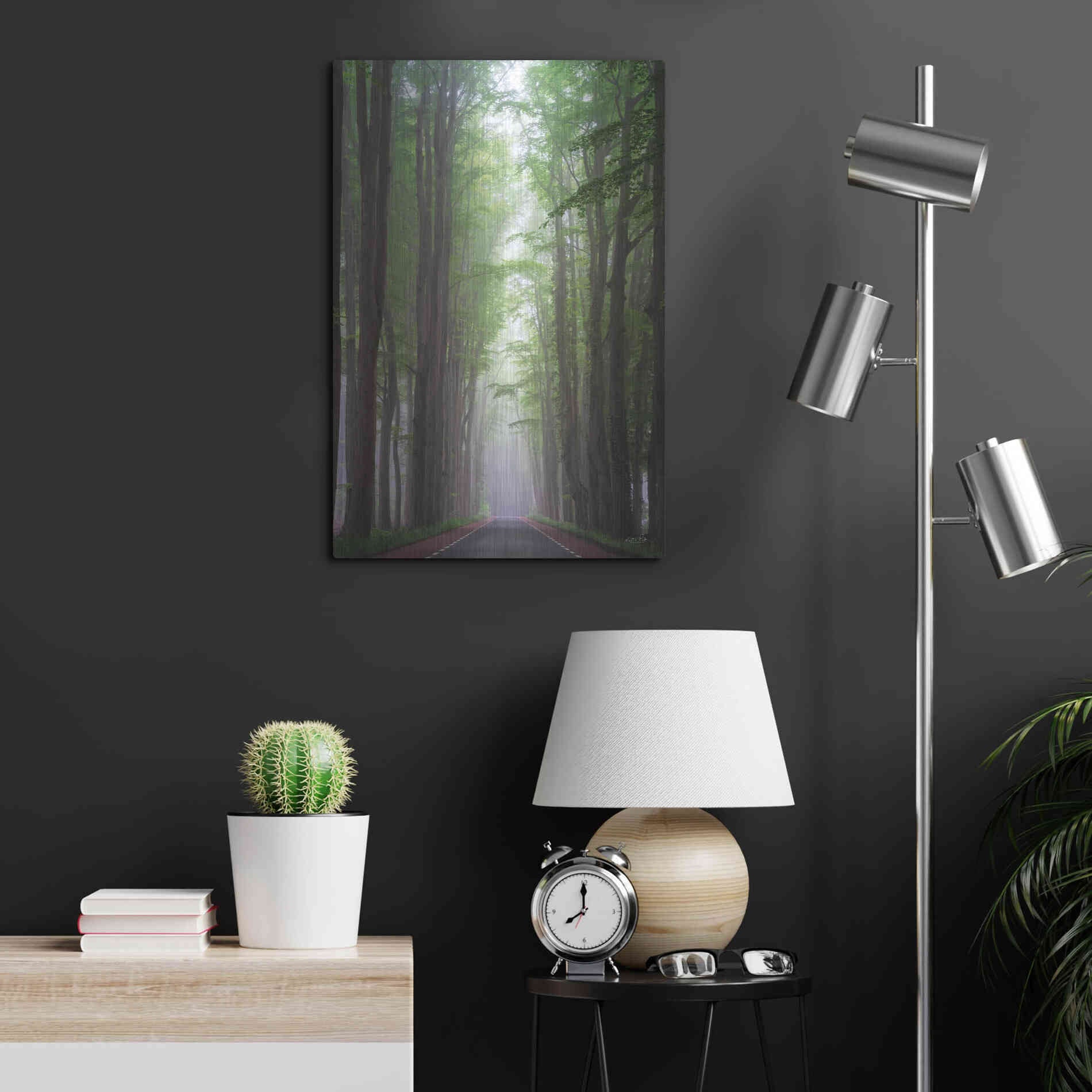 Luxe Metal Art 'Foggy Road' by Martin Podt, Metal Wall Art,16x24