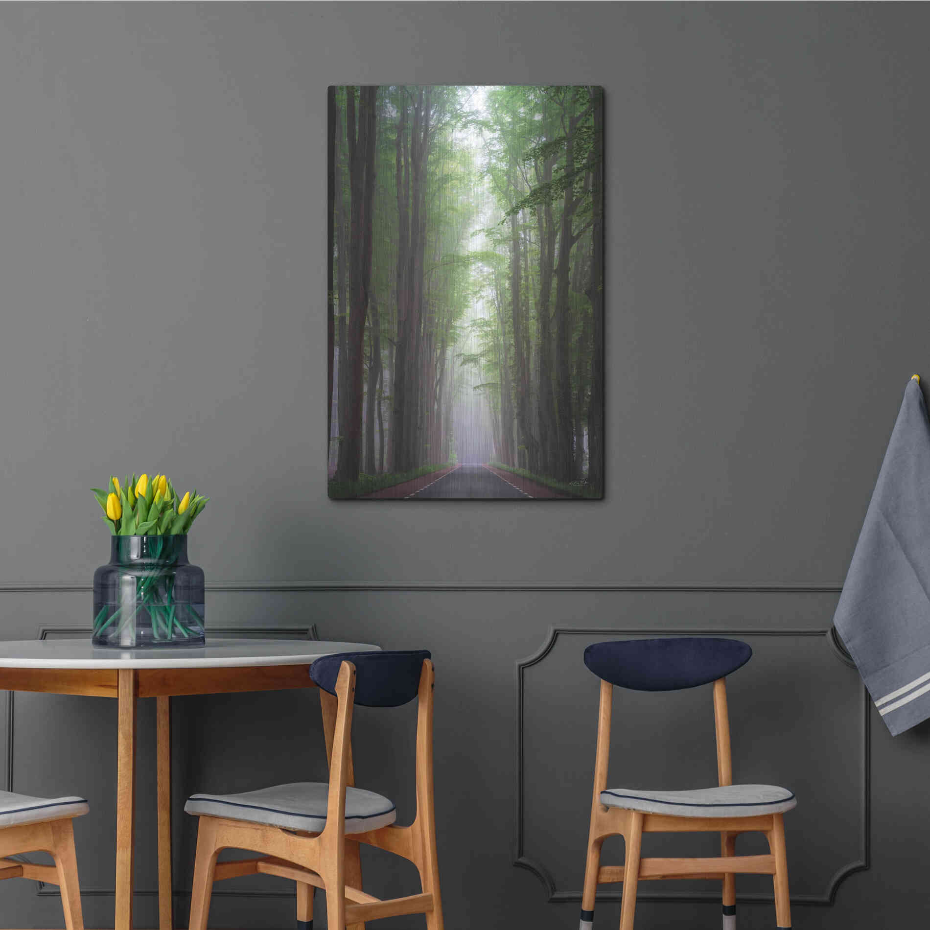 Luxe Metal Art 'Foggy Road' by Martin Podt, Metal Wall Art,24x36