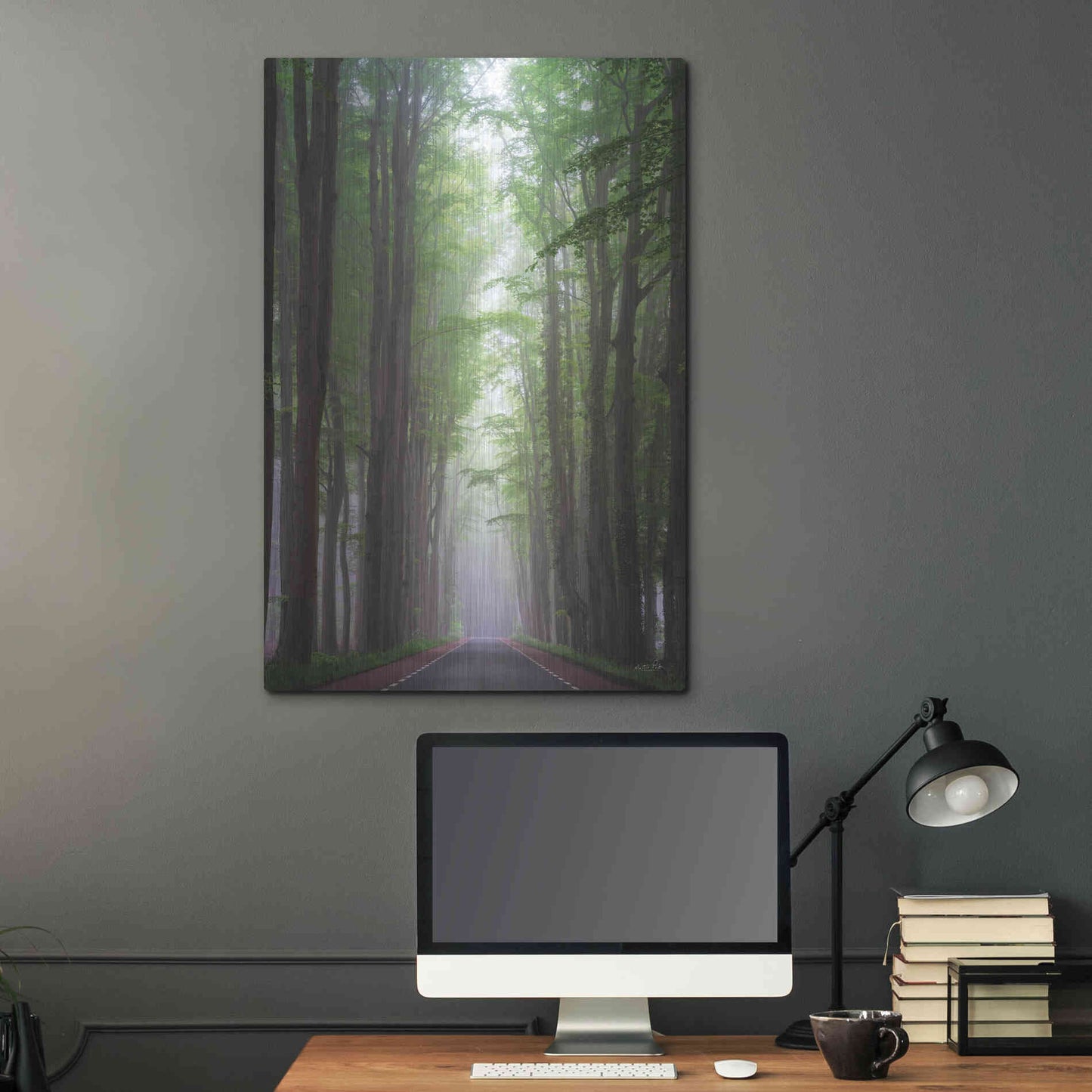 Luxe Metal Art 'Foggy Road' by Martin Podt, Metal Wall Art,24x36