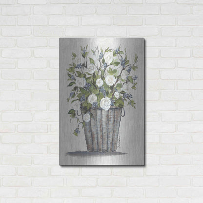 Luxe Metal Art 'Sweet Rose Basket' by Julie Norkus, Metal Wall Art,24x36