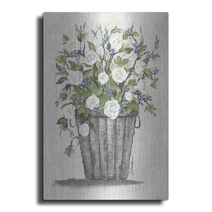 Luxe Metal Art 'Sweet Rose Basket' by Julie Norkus, Metal Wall Art