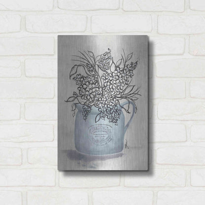 Luxe Metal Art 'Sketchy Floral Enamel Pot' by Julie Norkus, Metal Wall Art,12x16