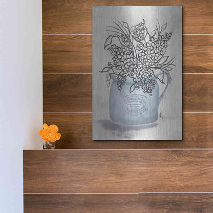 Luxe Metal Art 'Sketchy Floral Enamel Pot' by Julie Norkus, Metal Wall Art,12x16