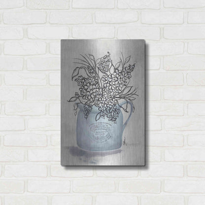 Luxe Metal Art 'Sketchy Floral Enamel Pot' by Julie Norkus, Metal Wall Art,16x24