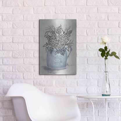 Luxe Metal Art 'Sketchy Floral Enamel Pot' by Julie Norkus, Metal Wall Art,16x24
