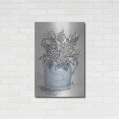 Luxe Metal Art 'Sketchy Floral Enamel Pot' by Julie Norkus, Metal Wall Art,24x36