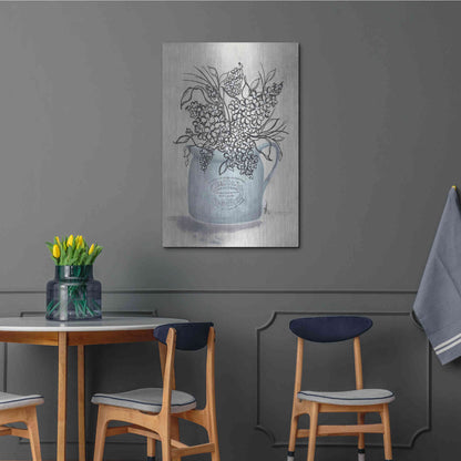 Luxe Metal Art 'Sketchy Floral Enamel Pot' by Julie Norkus, Metal Wall Art,24x36