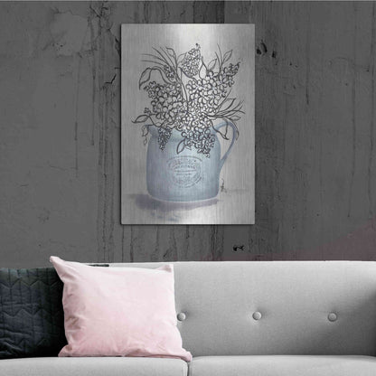 Luxe Metal Art 'Sketchy Floral Enamel Pot' by Julie Norkus, Metal Wall Art,24x36