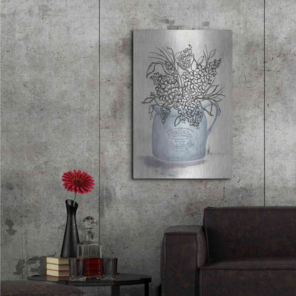 Luxe Metal Art 'Sketchy Floral Enamel Pot' by Julie Norkus, Metal Wall Art,24x36