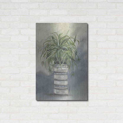 Luxe Metal Art 'Spider Plant in Pottery' by Julie Norkus, Metal Wall Art,24x36