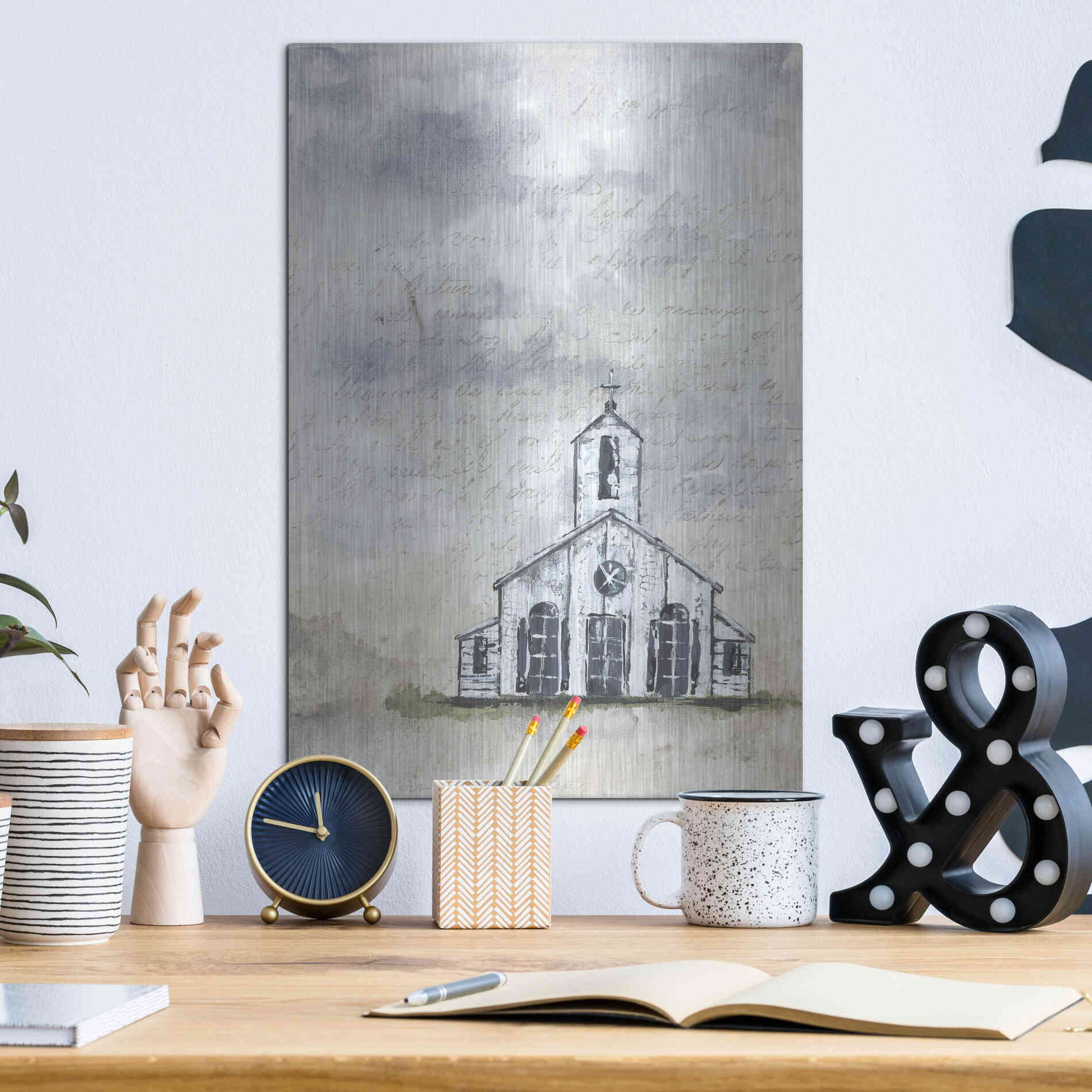 Luxe Metal Art 'Haven Mini Worship' by Julie Norkus, Metal Wall Art,12x16