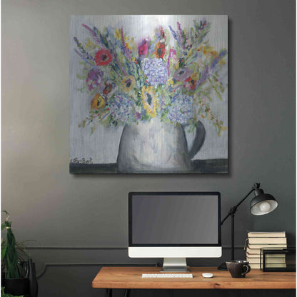 Luxe Metal Art 'Hydrangeas in Pitcher' by Roey Ebert, Metal Wall Art,36x36