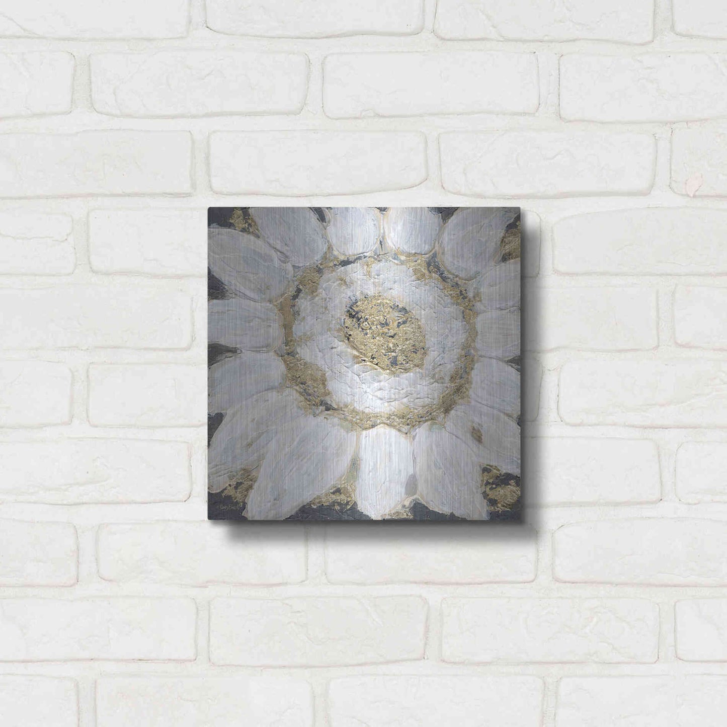 Luxe Metal Art 'Golden Sunflower' by Roey Ebert, Metal Wall Art,12x12