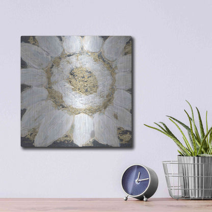 Luxe Metal Art 'Golden Sunflower' by Roey Ebert, Metal Wall Art,12x12