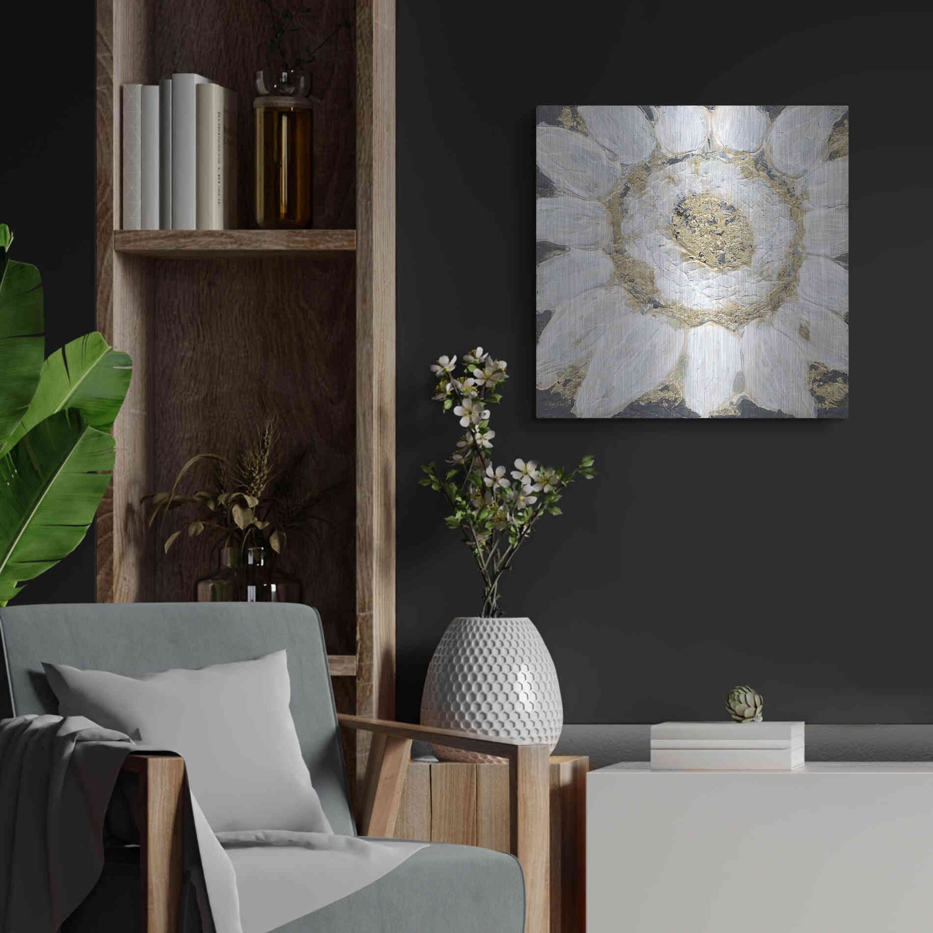 Luxe Metal Art 'Golden Sunflower' by Roey Ebert, Metal Wall Art,24x24