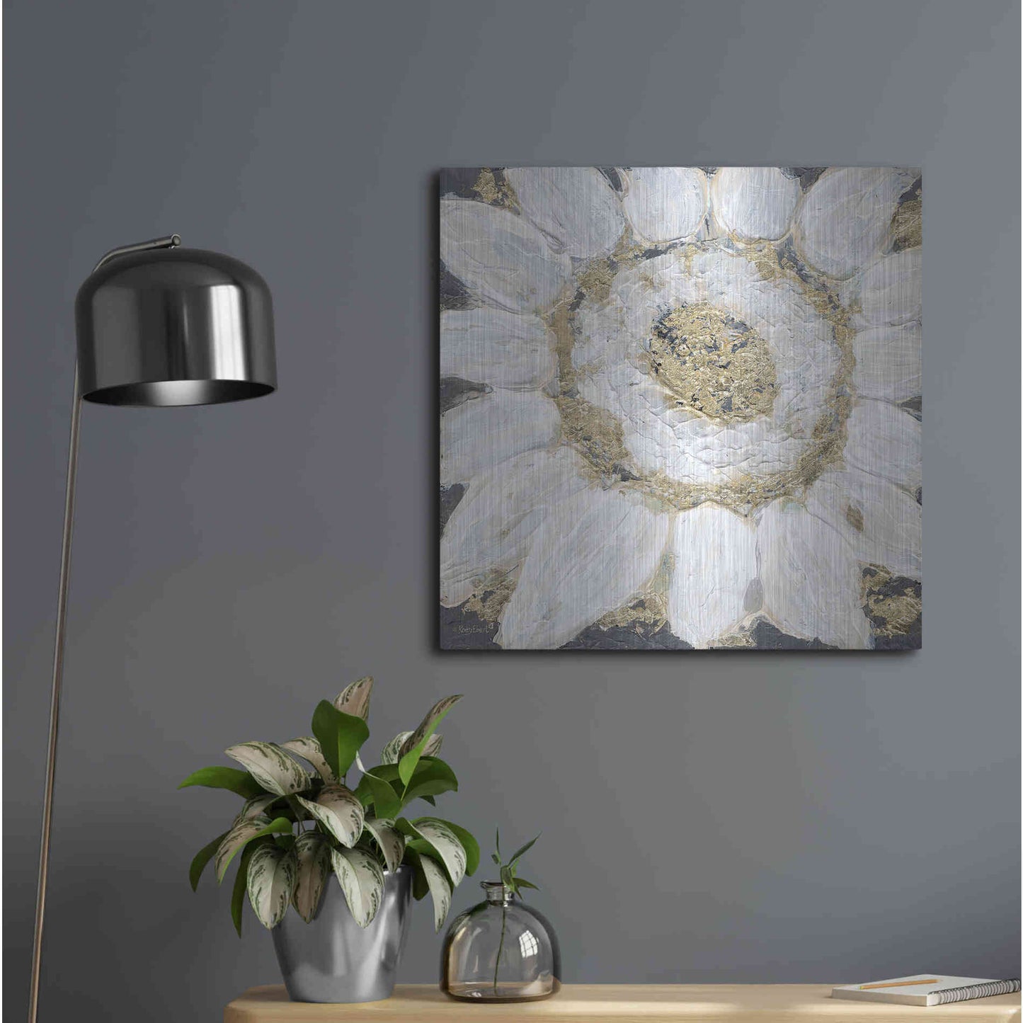 Luxe Metal Art 'Golden Sunflower' by Roey Ebert, Metal Wall Art,24x24