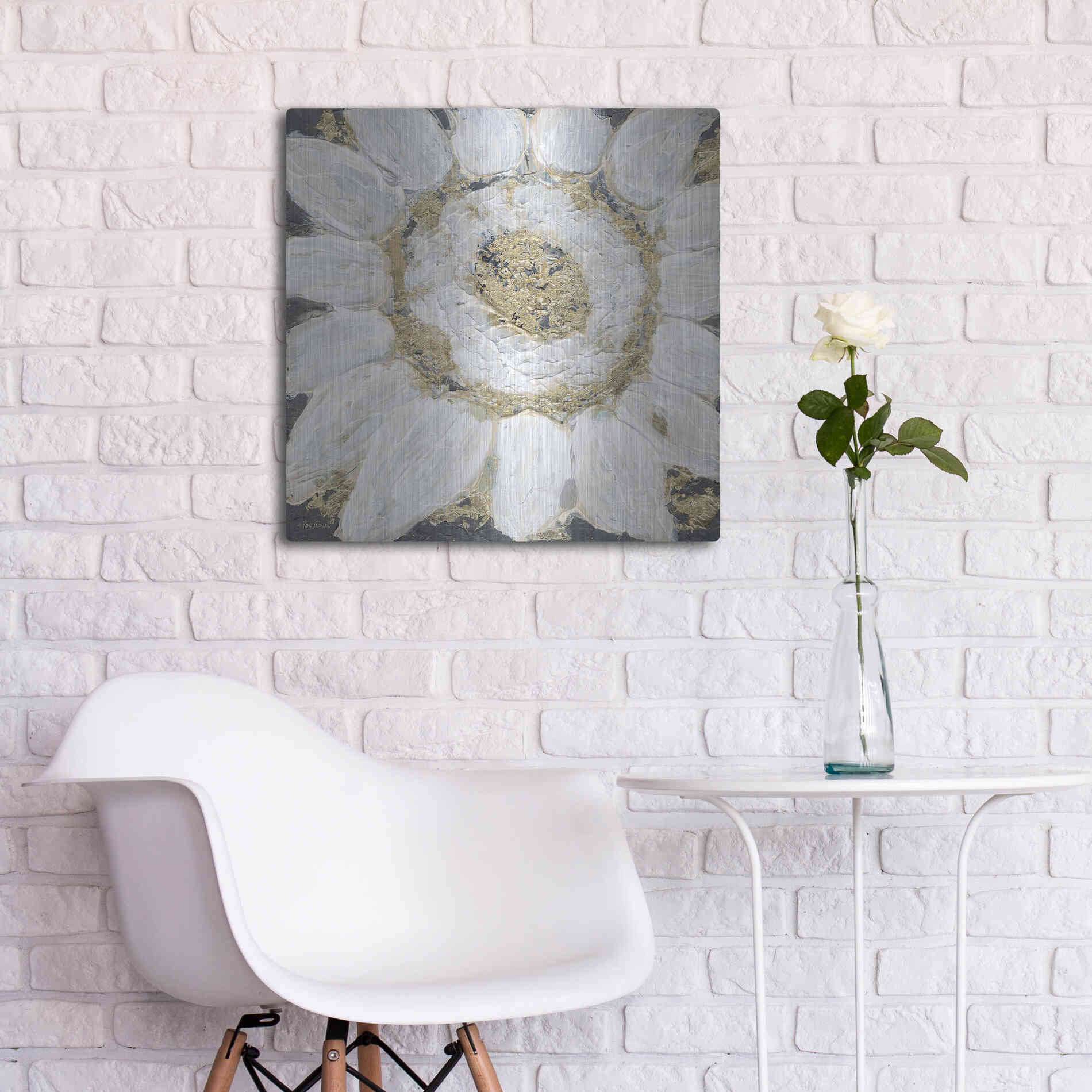 Luxe Metal Art 'Golden Sunflower' by Roey Ebert, Metal Wall Art,24x24