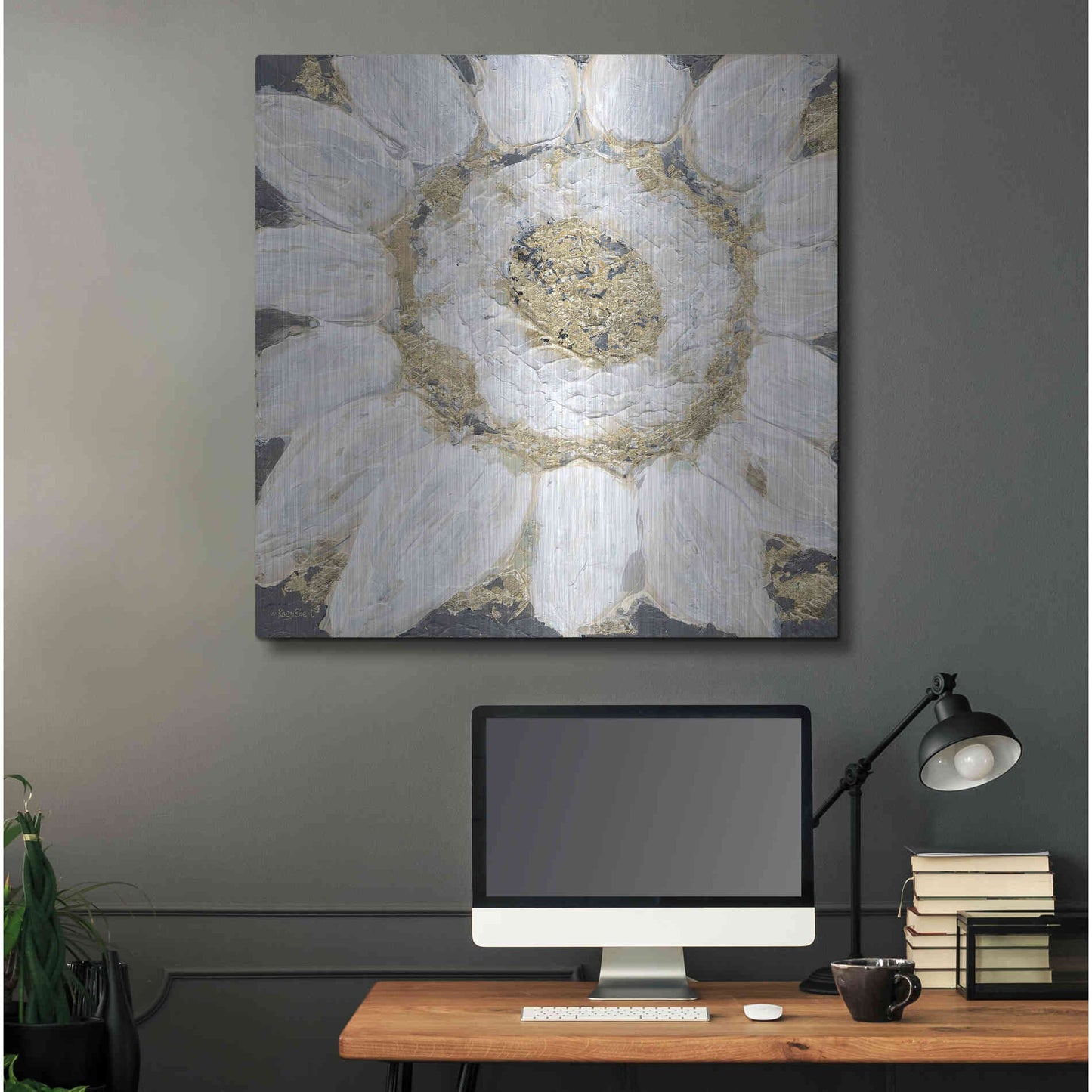 Luxe Metal Art 'Golden Sunflower' by Roey Ebert, Metal Wall Art,36x36