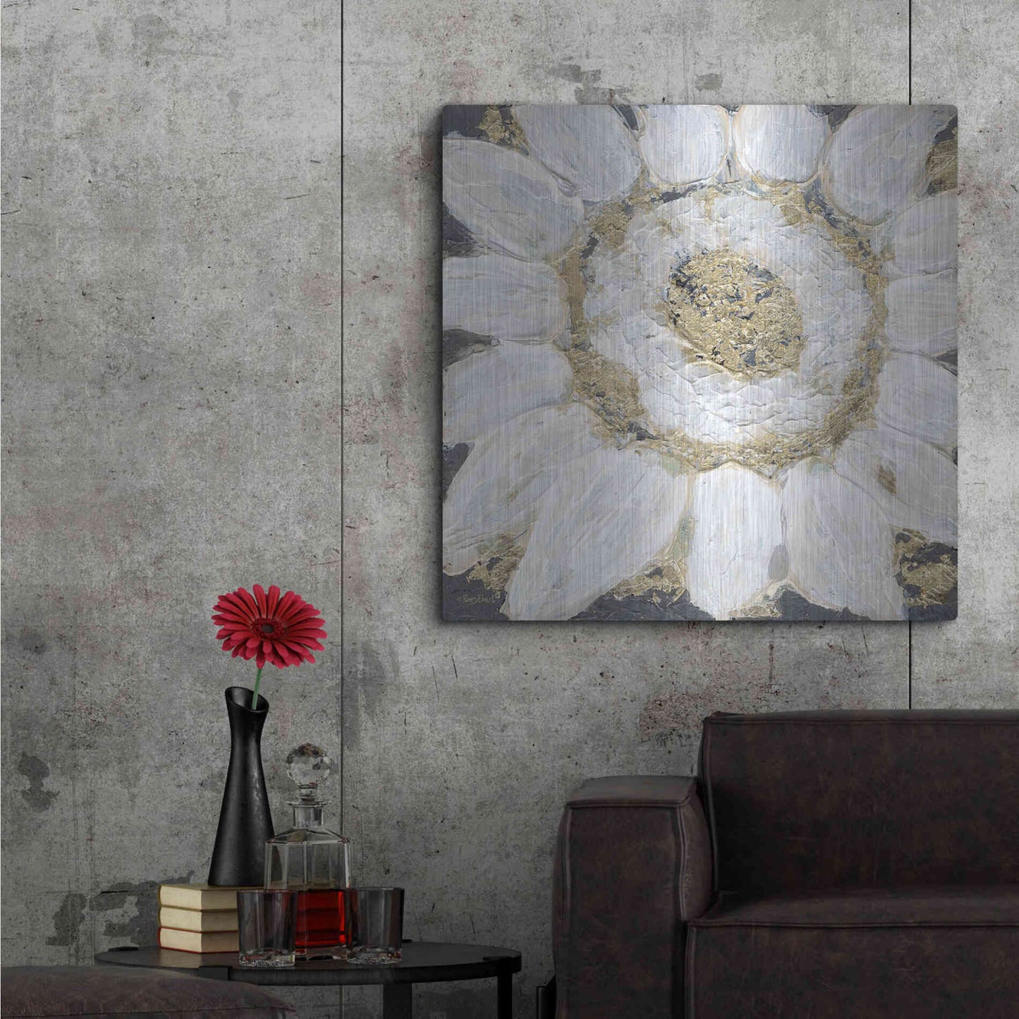 Luxe Metal Art 'Golden Sunflower' by Roey Ebert, Metal Wall Art,36x36