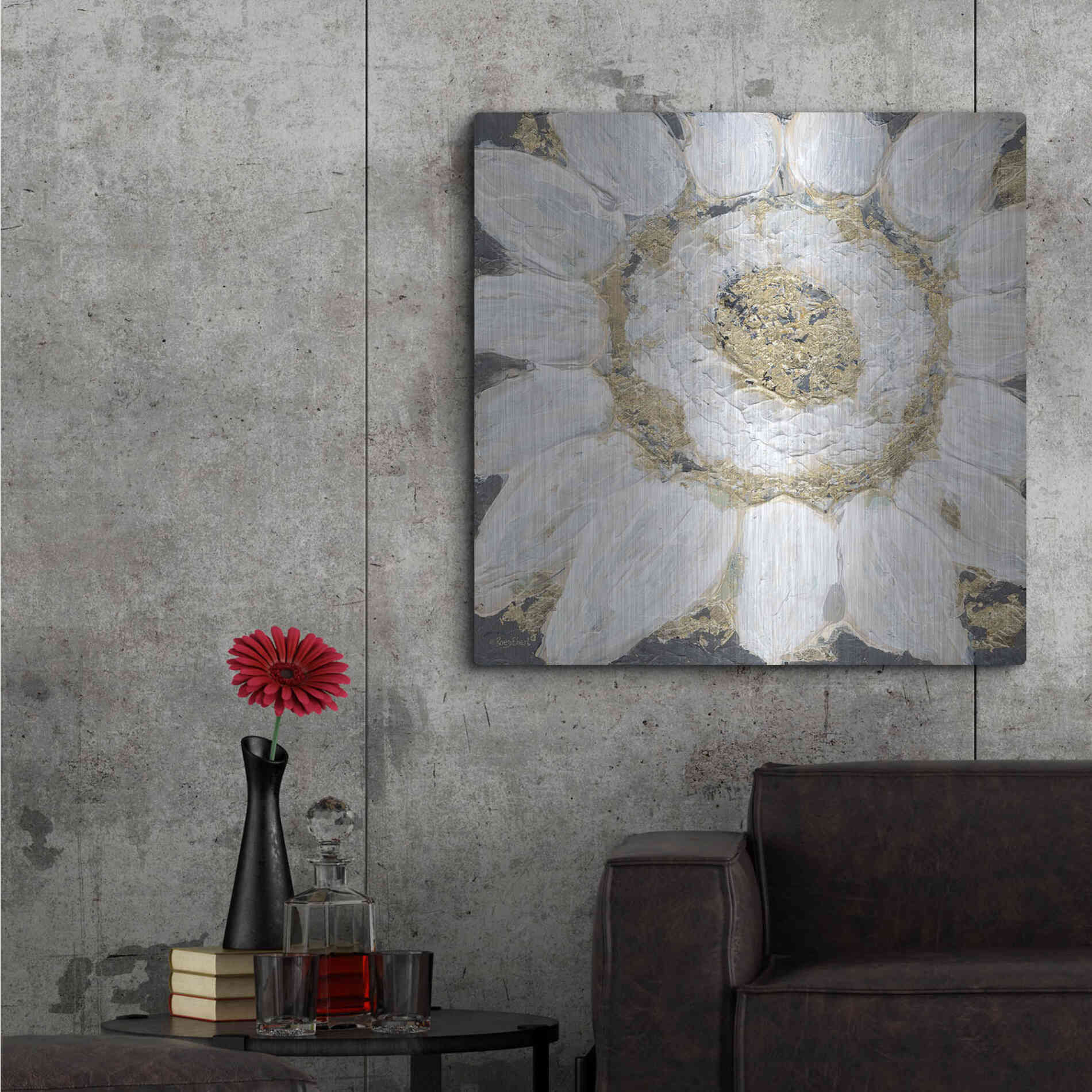 Luxe Metal Art 'Golden Sunflower' by Roey Ebert, Metal Wall Art,36x36