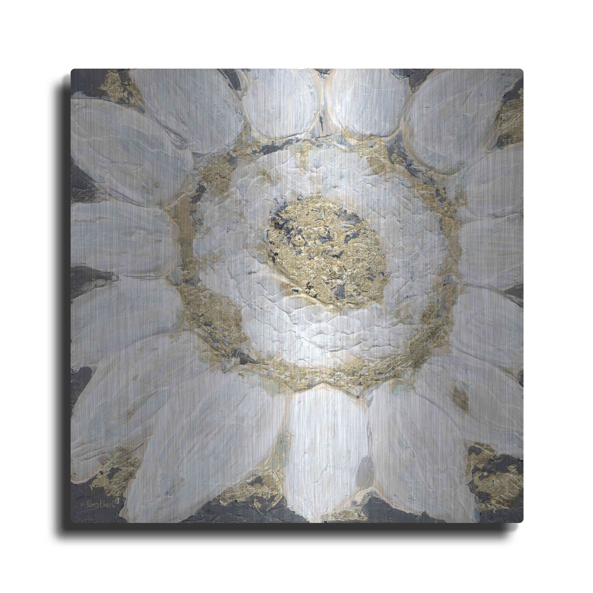 Luxe Metal Art 'Golden Sunflower' by Roey Ebert, Metal Wall Art