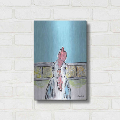 Luxe Metal Art 'Cluck Cluck' by Roey Ebert, Metal Wall Art,12x16