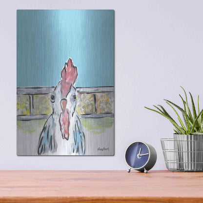 Luxe Metal Art 'Cluck Cluck' by Roey Ebert, Metal Wall Art,12x16