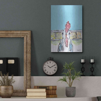 Luxe Metal Art 'Cluck Cluck' by Roey Ebert, Metal Wall Art,12x16