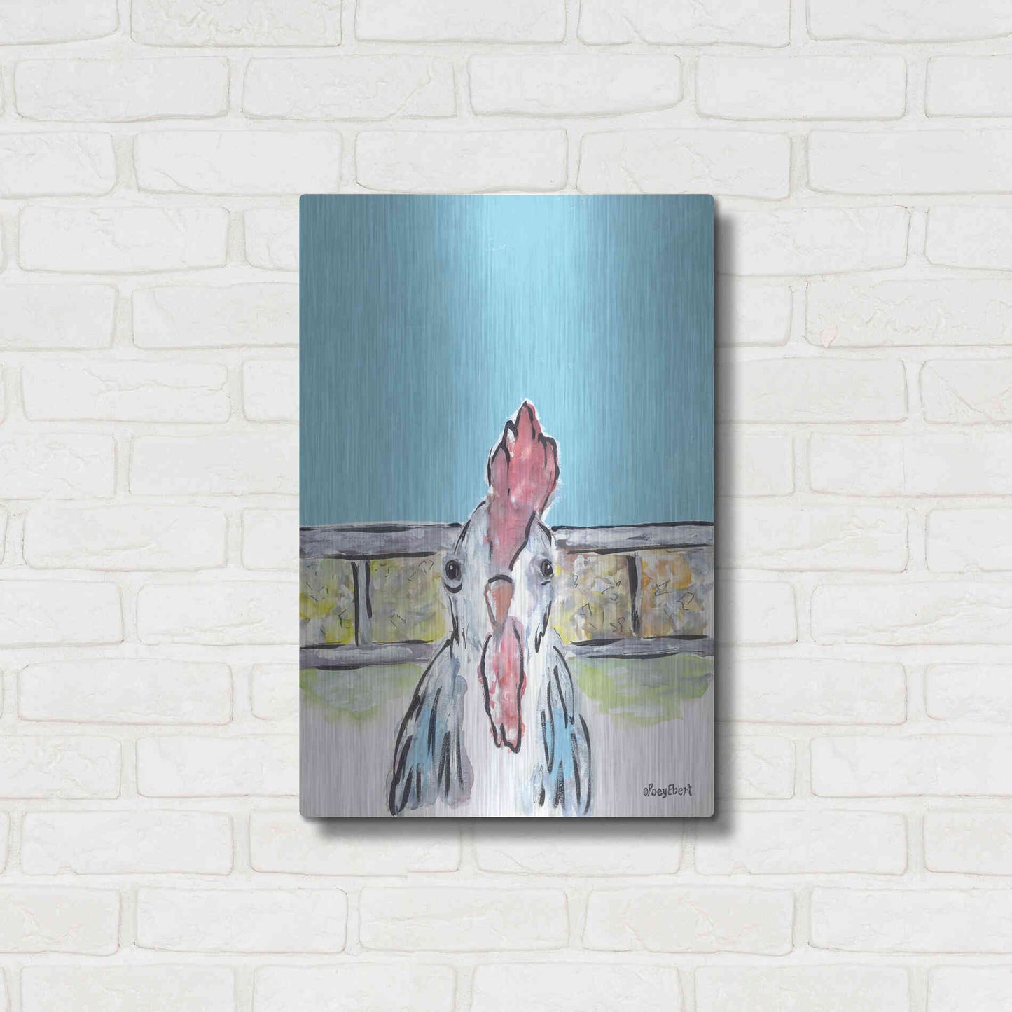 Luxe Metal Art 'Cluck Cluck' by Roey Ebert, Metal Wall Art,16x24