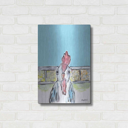 Luxe Metal Art 'Cluck Cluck' by Roey Ebert, Metal Wall Art,16x24