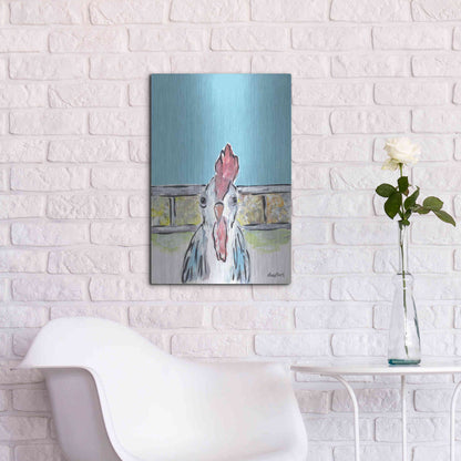 Luxe Metal Art 'Cluck Cluck' by Roey Ebert, Metal Wall Art,16x24