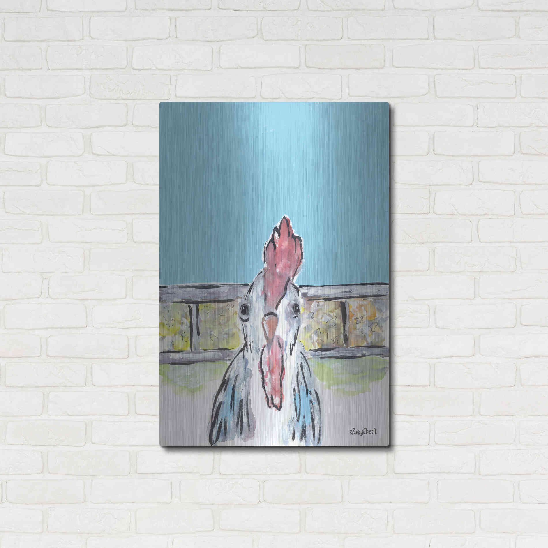 Luxe Metal Art 'Cluck Cluck' by Roey Ebert, Metal Wall Art,24x36