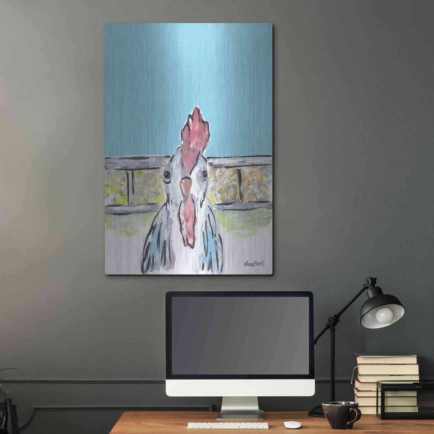 Luxe Metal Art 'Cluck Cluck' by Roey Ebert, Metal Wall Art,24x36