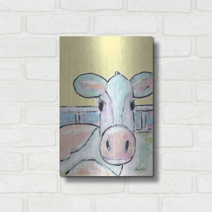 Luxe Metal Art 'Moo Moo' by Roey Ebert, Metal Wall Art,12x16