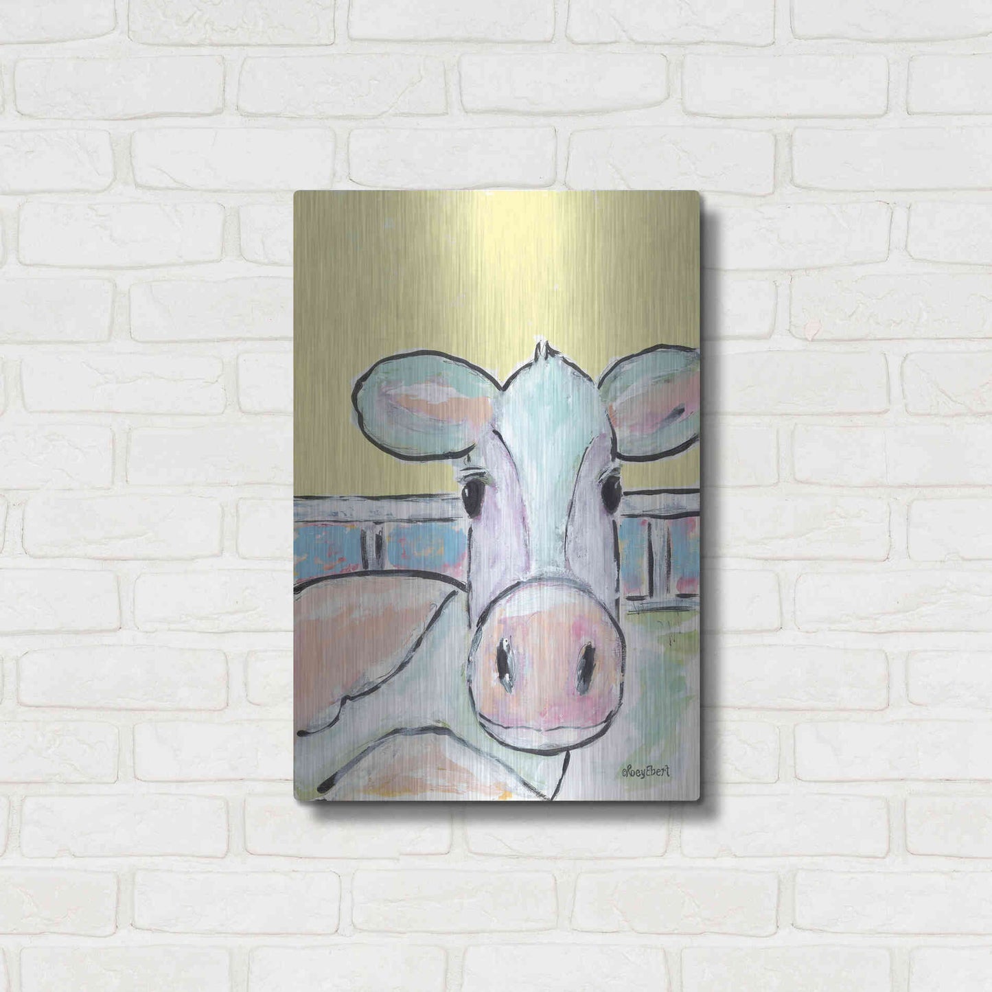 Luxe Metal Art 'Moo Moo' by Roey Ebert, Metal Wall Art,16x24