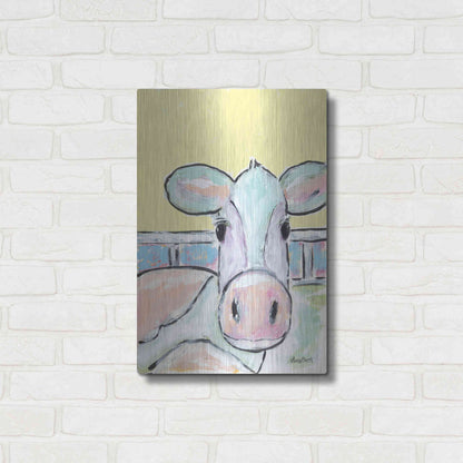 Luxe Metal Art 'Moo Moo' by Roey Ebert, Metal Wall Art,16x24