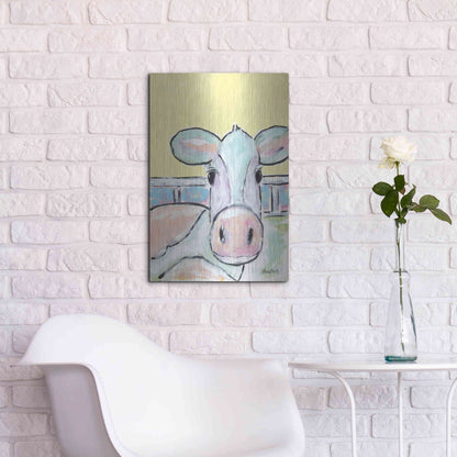 Luxe Metal Art 'Moo Moo' by Roey Ebert, Metal Wall Art,16x24