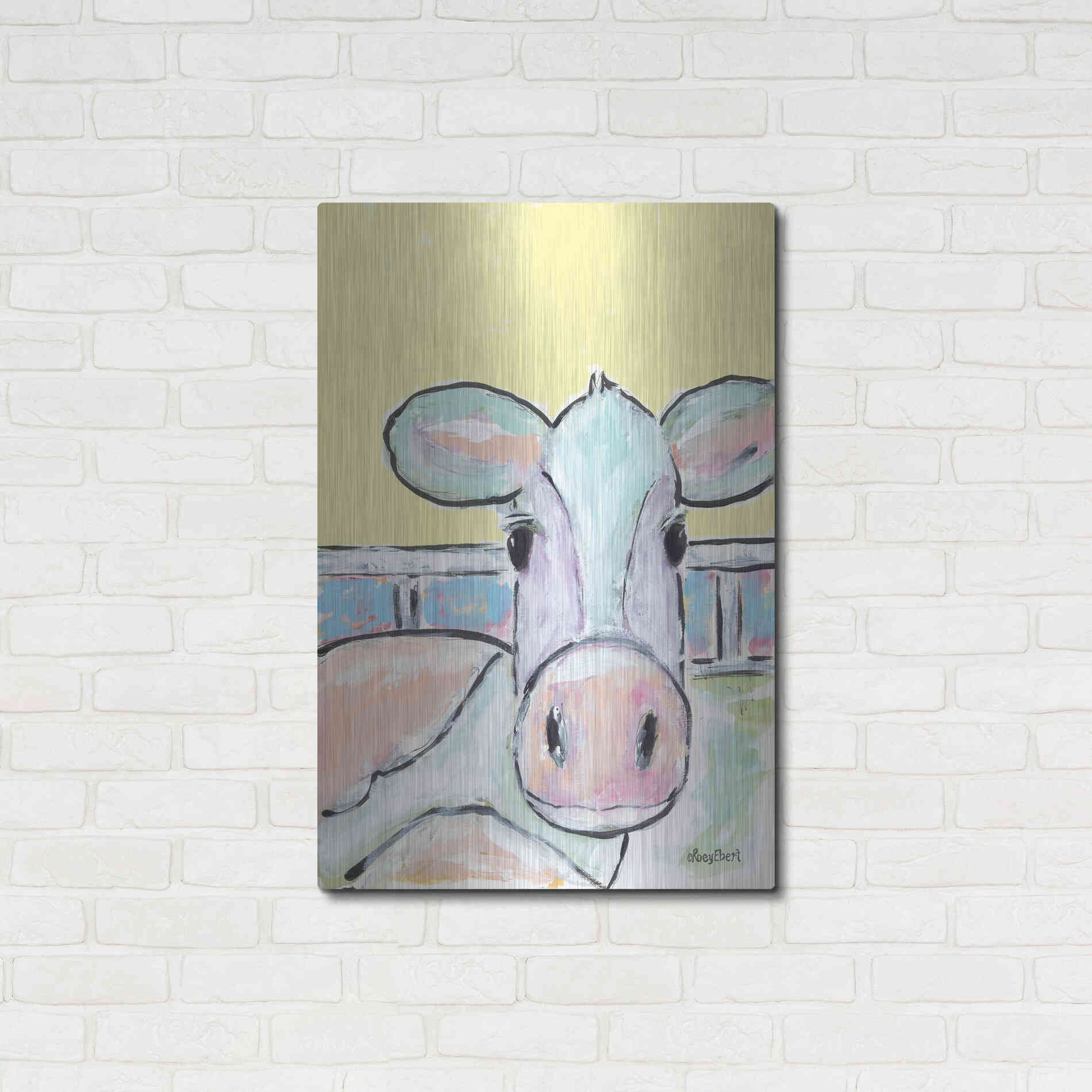 Luxe Metal Art 'Moo Moo' by Roey Ebert, Metal Wall Art,24x36