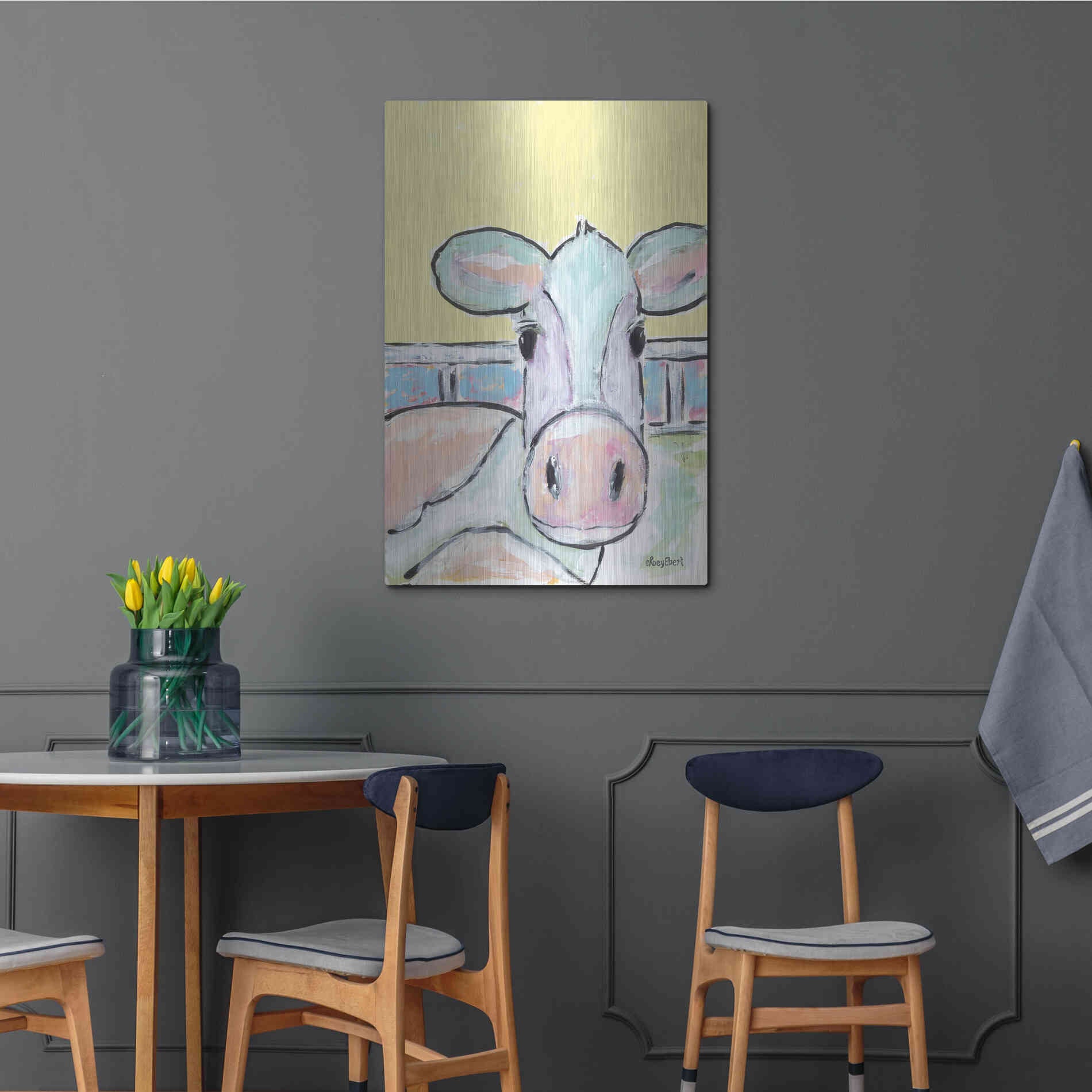 Luxe Metal Art 'Moo Moo' by Roey Ebert, Metal Wall Art,24x36