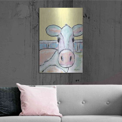 Luxe Metal Art 'Moo Moo' by Roey Ebert, Metal Wall Art,24x36